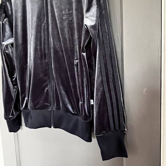 Adidas Originals Firebird Track Jacket Wms M Luxe Velvet Velour Ink Blue Trefoil - Picture 10 of 17